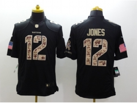 Nike Baltimore Ravens 12 Jacoby Jones Black Limited Salute to Service NFL Jersey