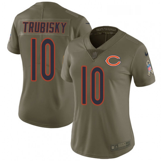 Womens Nike Chicago Bears 10 Mitchell Trubisky Limited Olive 201