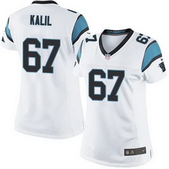 Nike Panthers #67 Ryan Kalil White Womens Stitched NFL Elite Jer