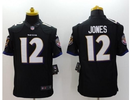 Nike Baltimore Ravens 12 Jacoby Jones Black Limited Alternate NFL Jersey