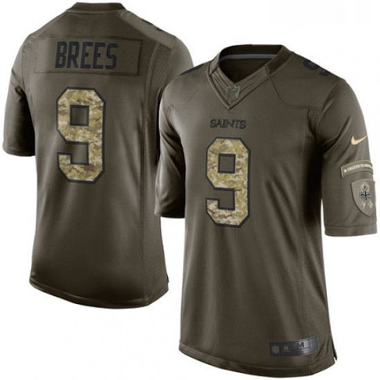 Youth Nike New Orleans Saints 9 Drew Brees Elite Green Salute to