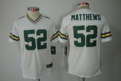 Nike Youth Green Bay Packers #52 Matthews White Color[Youth Limi