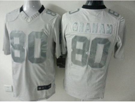 Nike New Orleans Saints 80 Jimmy Graham White Game Platinum NFL 