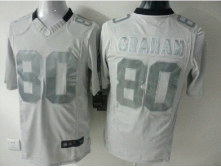 Nike New Orleans Saints 80 Jimmy Graham White Game Platinum NFL Jersey