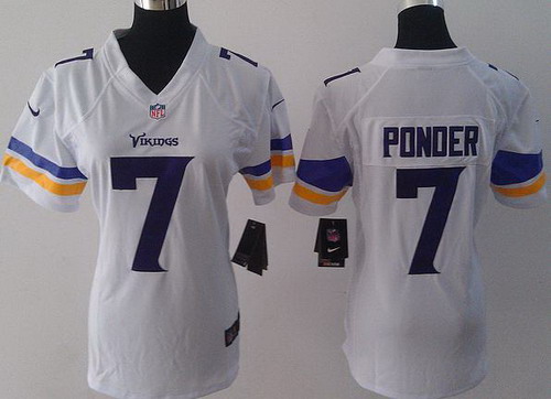 Women Nike Minnesota Vikings 7 Christian Ponder White Game NFL Football Jerseys 2013 New Style