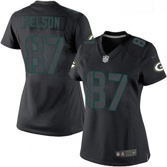 Womens Nike Green Bay Packers 87 Jordy Nelson Limited Black Impact NFL Jersey