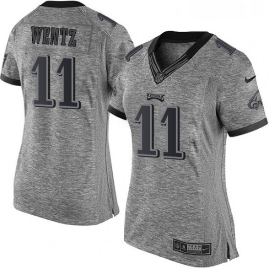 Womens Nike Philadelphia Eagles 11 Carson Wentz Limited Gray Gridiron NFL Jersey