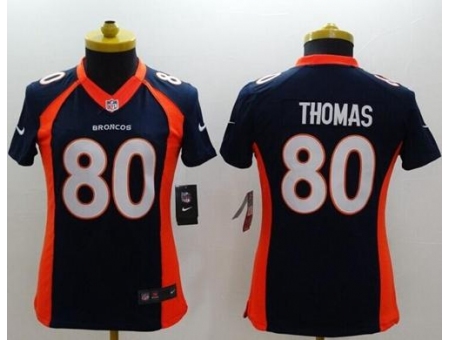 Women's Nike Denver Broncos #80 Julius Thomas Blue Alternate Stitched NFL New Limited Jersey