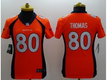 Women's Nike Denver Broncos #80 Julius Thomas Orange Team Color Stitched NFL New Limited Jersey