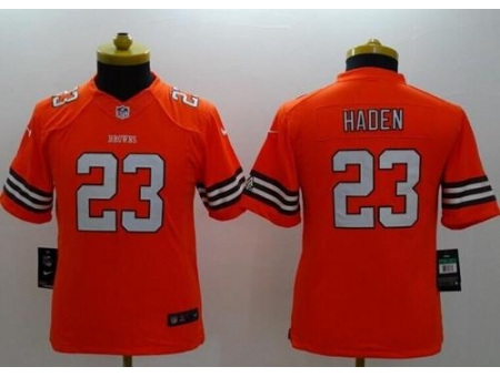 Youth Nike Cleveland Browns #23 Joe Haden Orange Alternate Stitched NFL Limited Jersey