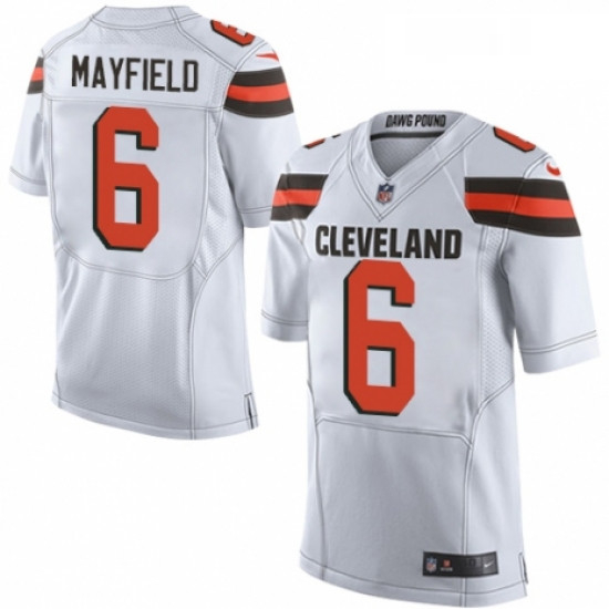 Mens Nike Cleveland Browns 6 Baker Mayfield Elite White NFL Jersey