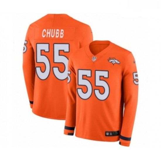 Men Nike Denver Broncos 55 Bradley Chubb Limited Orange Therma Long Sleeve NFL Jersey