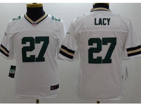 Youth Nike Green Bay Packers #27 Eddie Lacy White Stitched NFL Limited Jersey