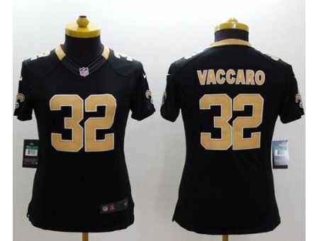 Women's Nike New Orleans Saints #32 Kenny Vaccaro Black Team Color Stitched NFL Limited Jersey