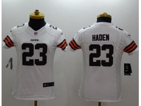 Women's Nike Cleveland Browns #23 Joe Haden White Stitched NFL Limited Jersey