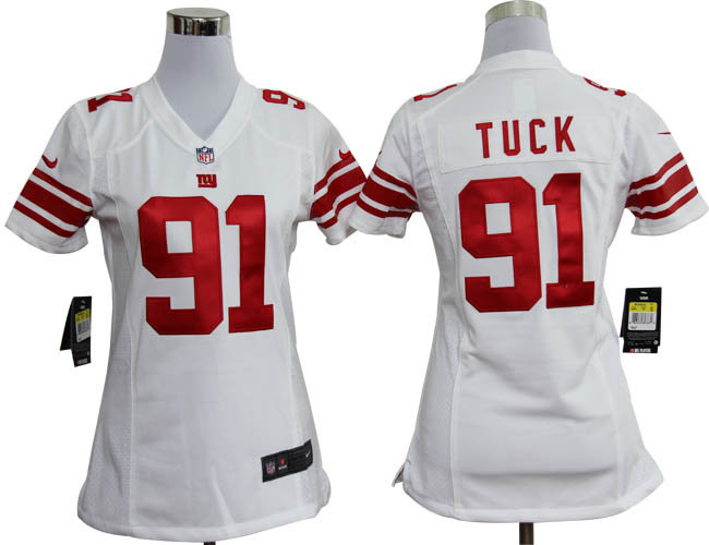 Women Nike New York Giants 91 Justin Tuck White Jerseys