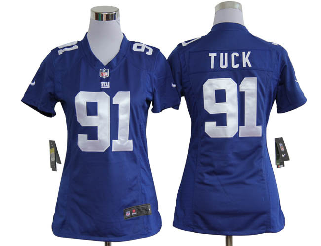 Women Nike New York Giants 91 Justin Tuck Game Blue Jersey