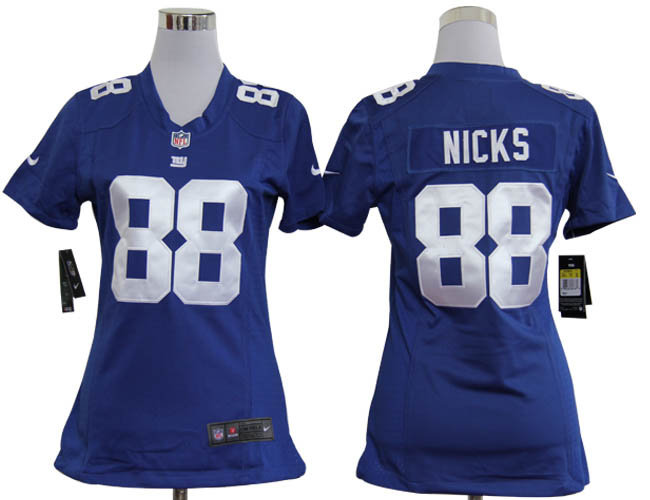 Women Nike New York Giants 88 Nicks Blue Nike NFL Jerseys