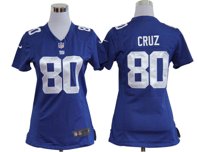 Women Nike New York Giants #80 Victor Cruz Blue Nike NFL Jerseys