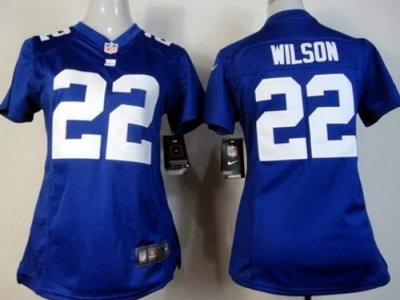 Women New York Giants 22 Wilson Blue Jerseys