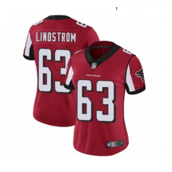 Womens Atlanta Falcons 63 Chris Lindstrom Red Team Color Vapor Untouchable Limited Player Football J