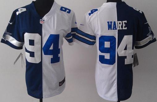 Women Nike Dallas Cowboys 94 DeMarcus Ware Blue White Split NFL Jerseys