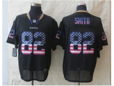 Nike Baltimore Ravens 82 Torrey Smith Black Elite USA Flag Fashion NFL Jersey