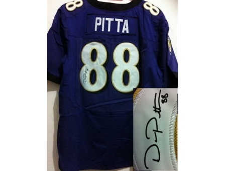 Nike Baltimore Ravens 88 Dennis Pitta Purple Elite Signed NFL Jersey