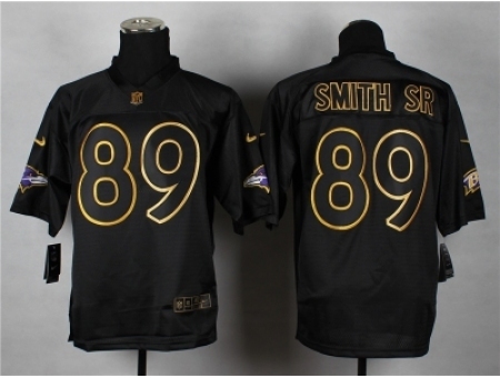 Nike Baltimore Ravens 89 Steve Smith Sr black Elite gold lettering fashion NFL Jersey