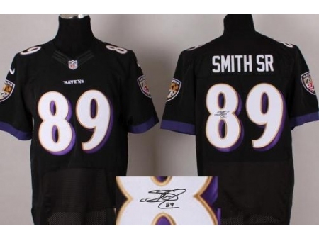 Nike Baltimore Ravens 89 Steve Smith SR Black Signed Elite NFL Jersey