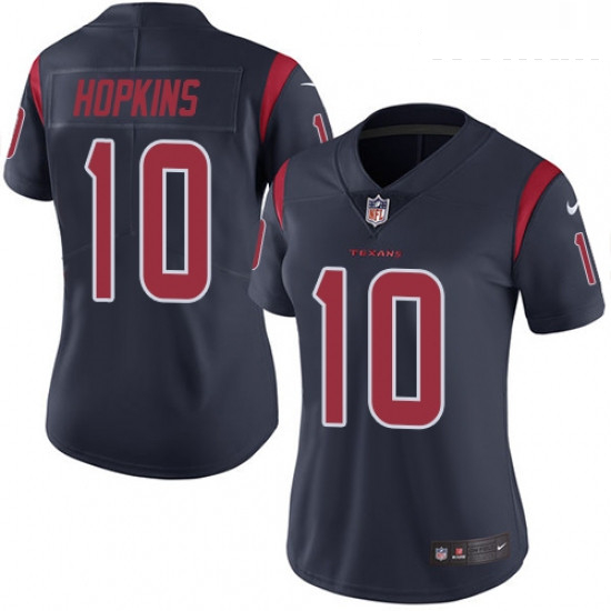 Womens Nike Houston Texans 10 DeAndre Hopkins Elite Navy Blue Rush Vapor Untouchable NFL Jersey