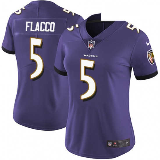 Womens Nike Baltimore Ravens 5 Joe Flacco Purple Team Color Vapor Untouchable Limited Player NFL Jer