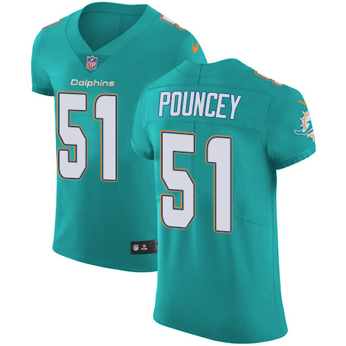 Nike Dolphins #51 Mike Pouncey Aqua Green Team Color Mens Stitched NFL Vapor Untouchable Elite Jerse