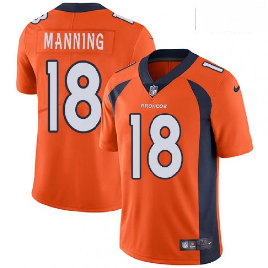 Men Nike Denver Broncos 18 Peyton Manning Orange Team Color Vapor Untouchable Limited Player NFL Jer