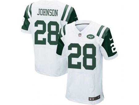 Nike New York Jets 28 Chris Johnson White Elite NFL Jersey