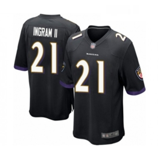 Mens Baltimore Ravens 21 Mark Ingram II Game Black Alternate Football Jersey