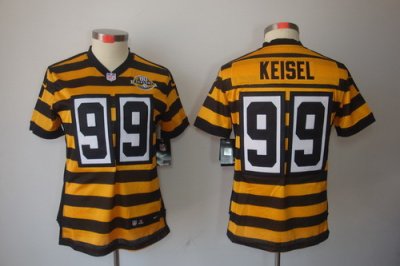 Women Nike Pittsburgh Steelers 99# Brett Keisel Yellow-Black 80th Throwback Limited Jerseys