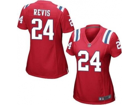 Women's Nike New England Patriots #24 Darrelle Revis Red Alternate Stitched NFL Jersey