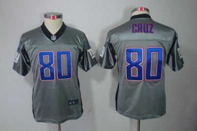 Nike Youth New York Giants #80 Victor Cruz [Youth Grey Shadow Elite Jerseys]