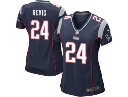 Women's Nike New England Patriots #24 Darrelle Revis Navy Blue Team Color Stitched NFL Jersey