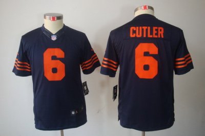 Youth Nike Chicago Bears 6# Jay Cutler Blue LIMITED Jerseys(Orange Number)