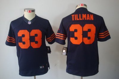 Youth Nike NFL Chicago Bears #33 Charles Tillman Blue LIMITED Jerseys(Orange Number)