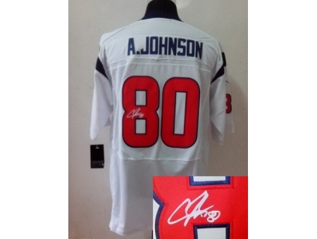 Nike Houston Texans 80 Andre Johnson White Elite Signed NFL Jersey