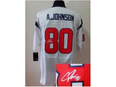 Nike Houston Texans 80 Andre Johnson white Elite signature NFL Jersey