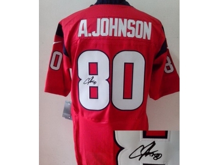 Nike Houston Texans 80 Andre Johnson Red Elite Signed NFL Jersey