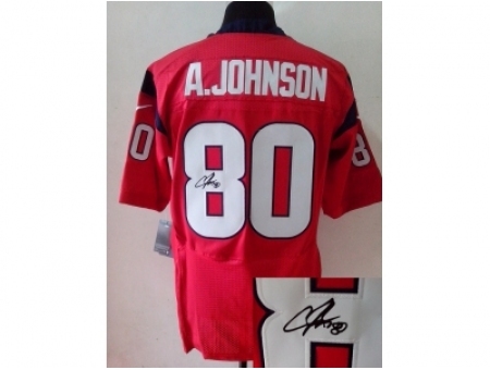 Nike Houston Texans 80 Andre Johnson red Elite signature NFL Jersey