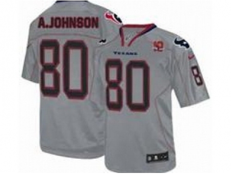 Nike Houston Texans 80 Andre Johnson Grey Elite W 10th Patch NFL Jerseys