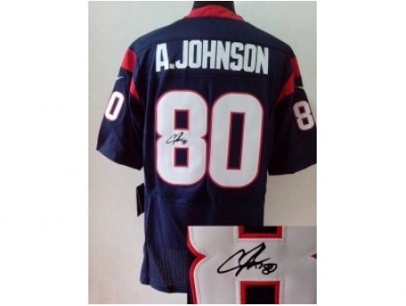 Nike Houston Texans 80 Andre Johnson blue Elite signature NFL Jersey