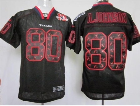 Nike Houston Texans 80 Andre Johnson Black Elite Lights Out W 10th Patch NFL Jersey