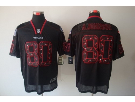 Nike Houston Texans 80 Andre Johnson Black Elite Lights Out Number With Team Logo NFL Jersey